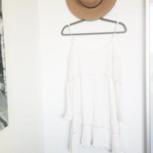 White summer cold shoulder dress